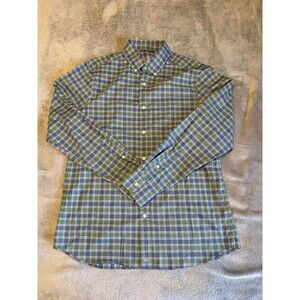 VINEYARD VINES M Blue Plaid On The Go Performance Cotton/Nylon/Spandex LS Shirt